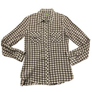 C&C California Women's Blouse Size XS Long Sleeve Thin Fabric, Gray White